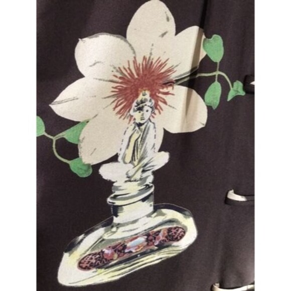 Harari 100% Silk Art Deco Japanese Print Maxi Dress Brown Size L made In US - Picture 1 of 7